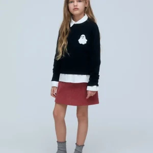 Jersey unisex negro con detalle de fantasma