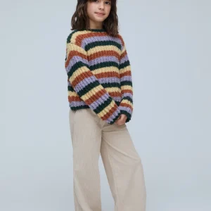 Pantalón de niña pana blanco roto