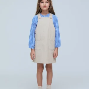 Peto de niña pana blanco roto