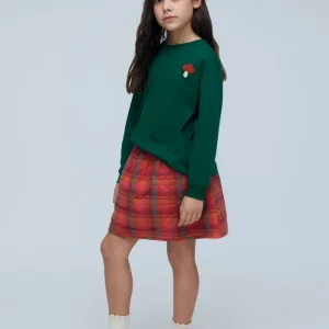 Falda de niña 100% algodón con estampado de cuadros rosa