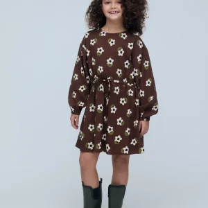 Vestido corto de niña anudado con estampado Santini