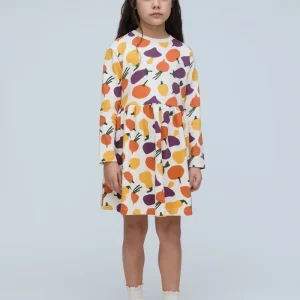 Vestido corto de niña 100% algodón con estampado Vegetales
