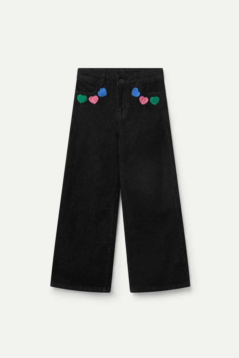 Pantalón vaquero de niña con bordado Candy - Imagen 5