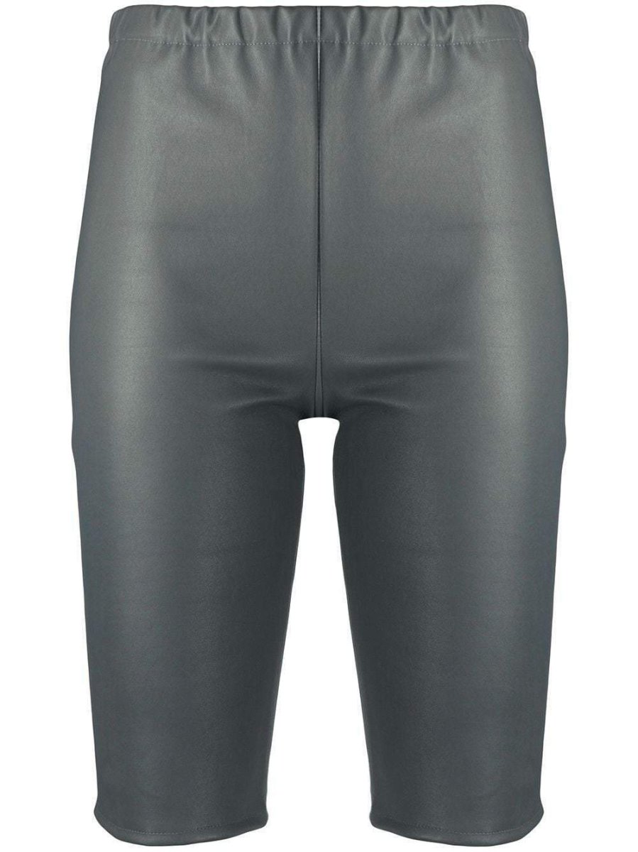 DAVID KOMA Grey Leather Cycling Biker Shorts - Imagen 3