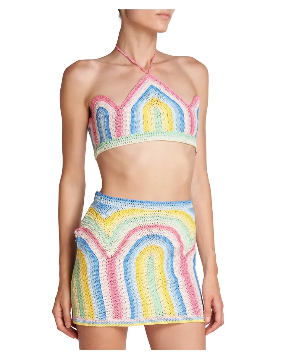 CASABLANCA Tennis Club Pastel Crochet Arch Gradient Top - Imagen 7
