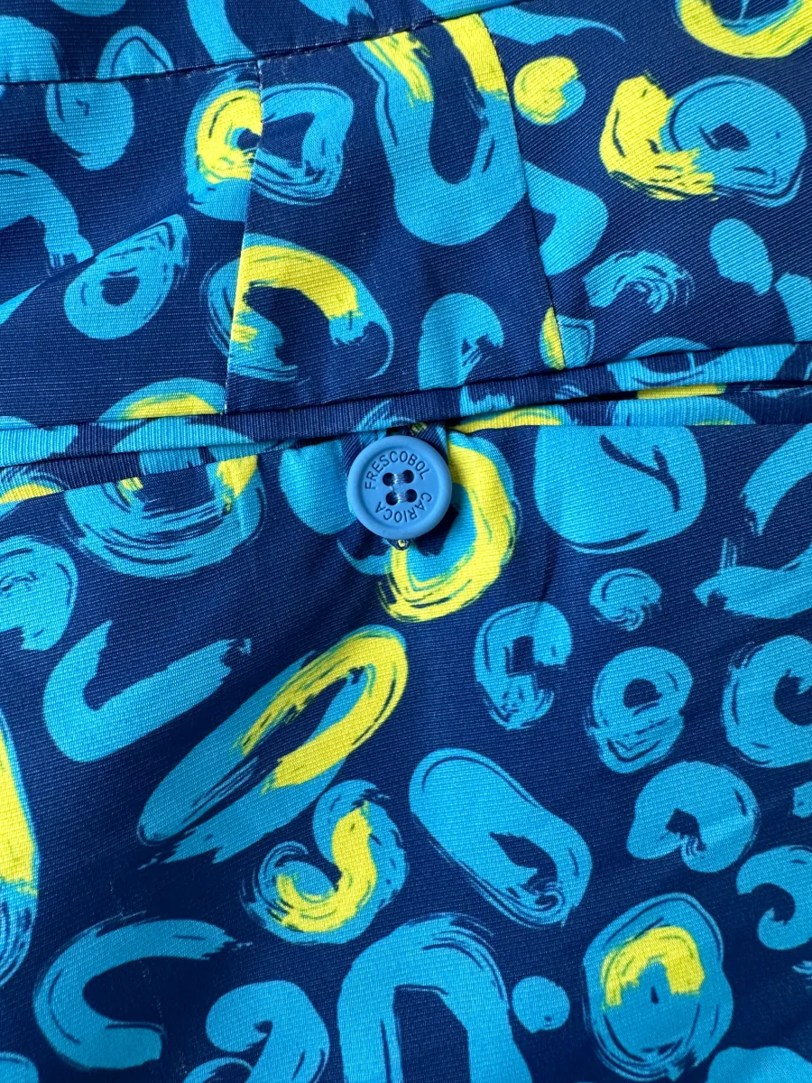 Frescobal Carioca Tailored Long Swim Shorts Trunks In Navy & Lemon - Imagen 7