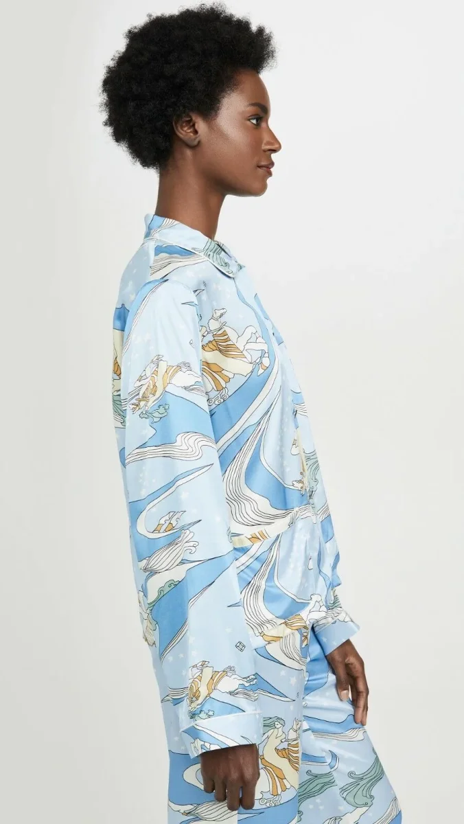 Morgan Lane Fairy Dust Silk Blend Fairy Dust Sky Print Pyjama Top - Imagen 8