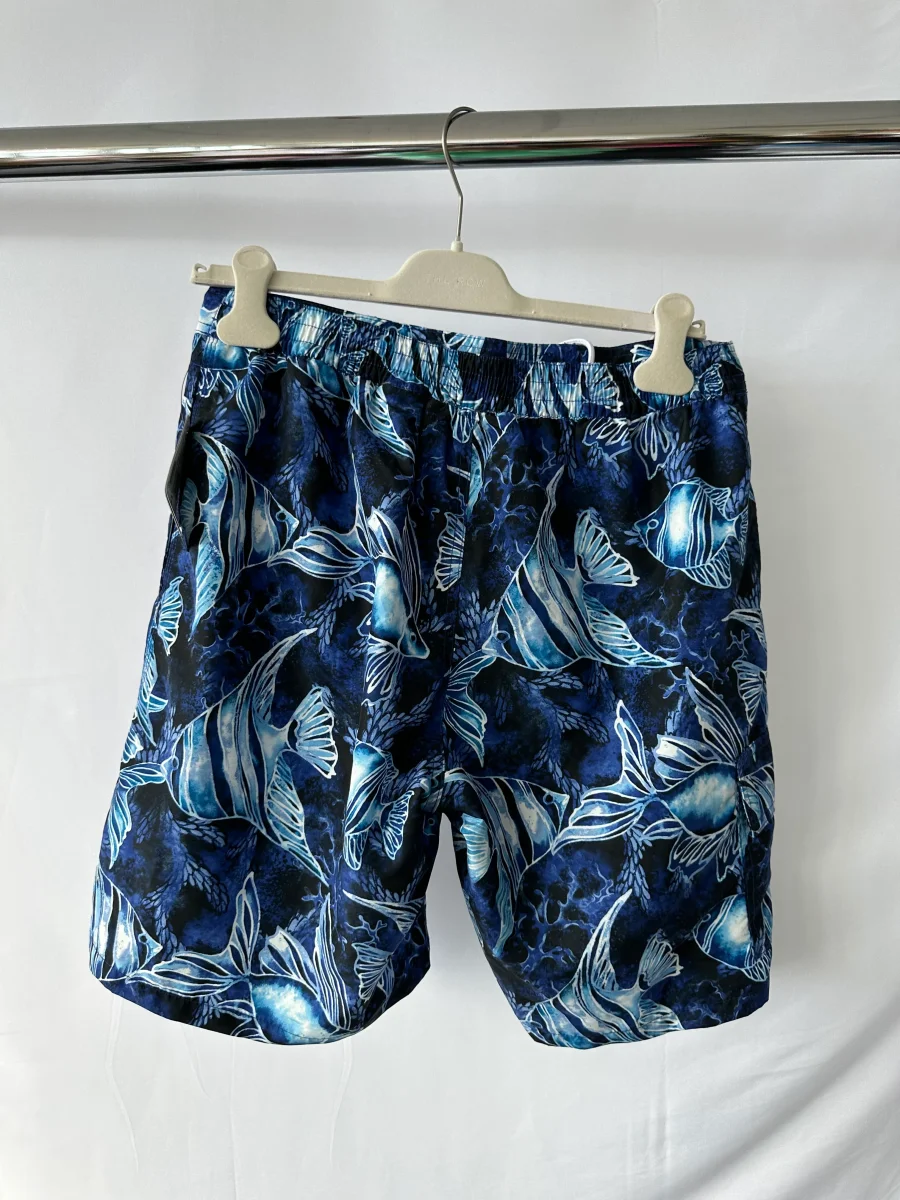 Frescobal Carioca Tailored Long Swim Shorts Trunks In Navy & Lemon - Imagen 2