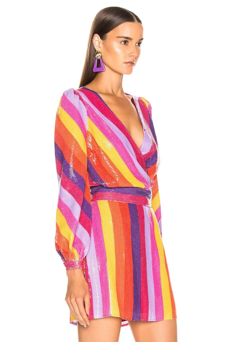 Olivia Rubin Kendall Rainbow Sequin V-Neck Top - Imagen 6