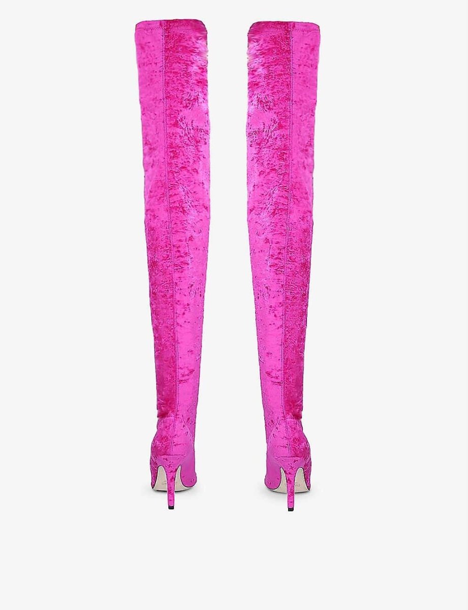 PARIS TEXAS Hot Fuchsia Pink Mama Velvet Knee High Boots - Imagen 3