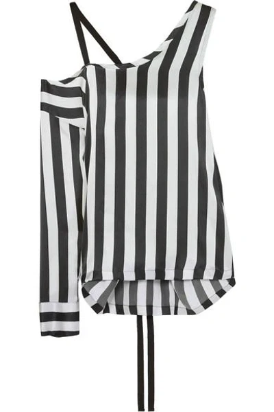 Ann Demeulemeester Silk Black & White One Shoulder Top