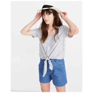 MADEWELL Novel Tie-Front Top in Stripe Top