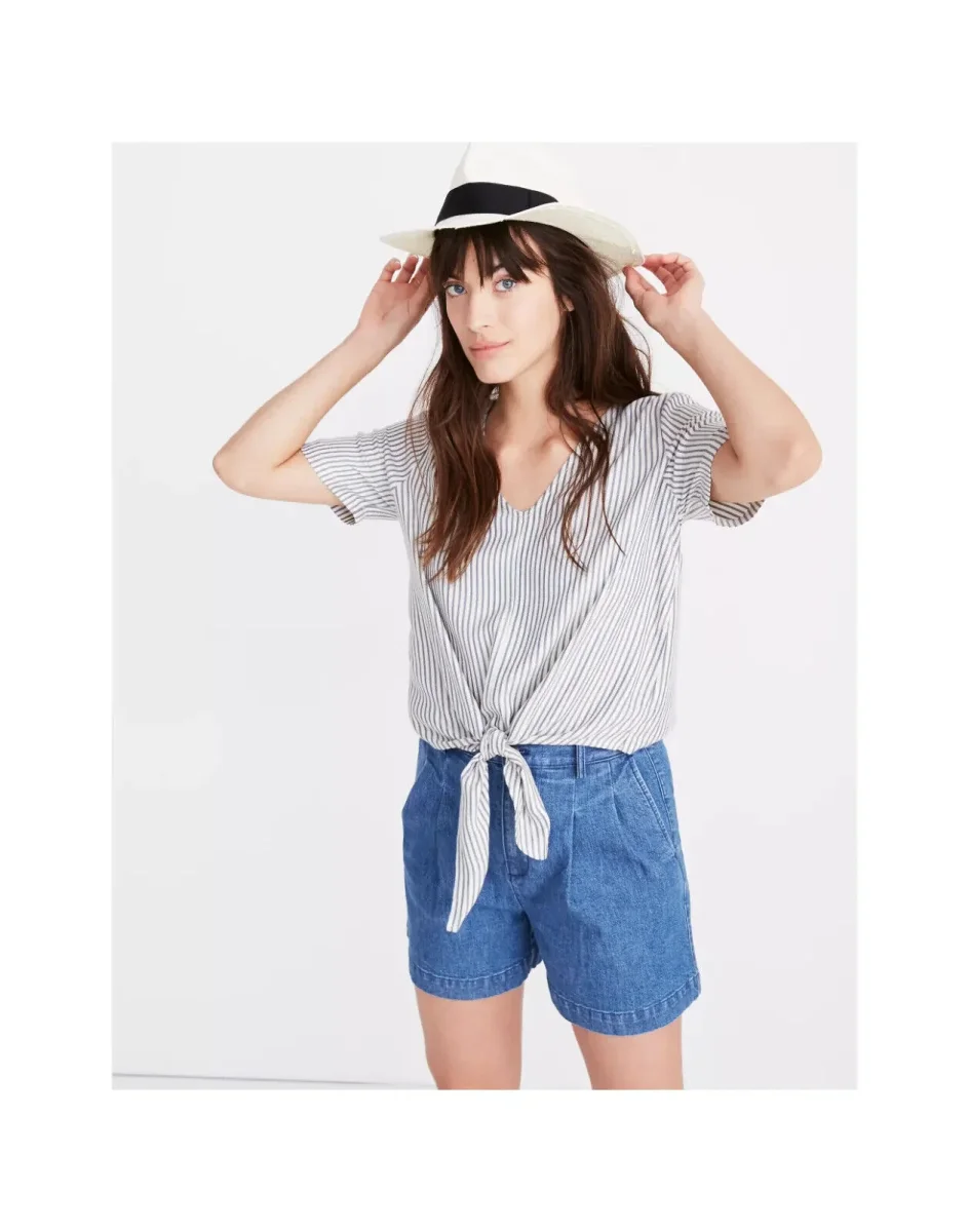 MADEWELL Novel Tie-Front Top in Stripe Top