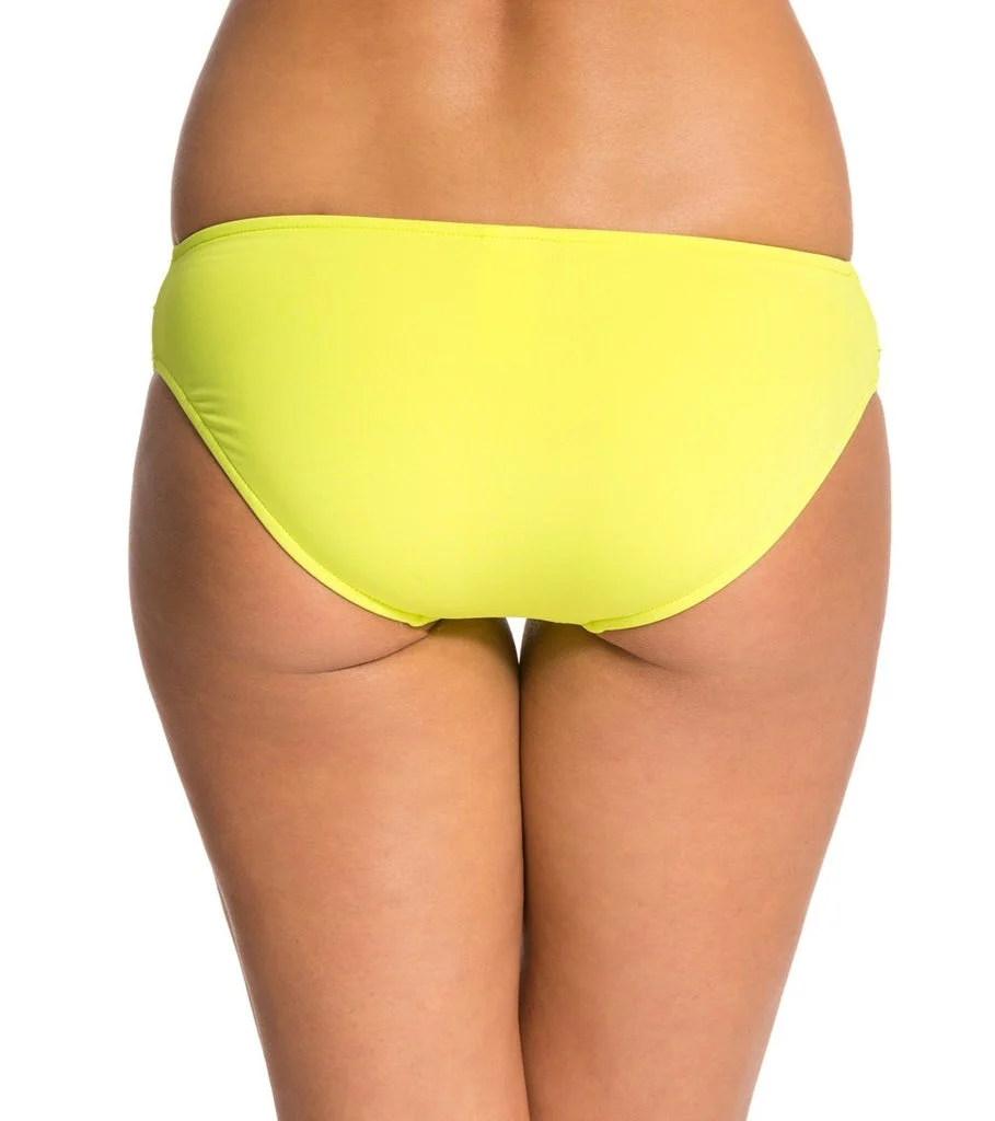Seafolly Yellow Pleated Goddess Chartreuse Hipster Bikini Bottoms - Imagen 4
