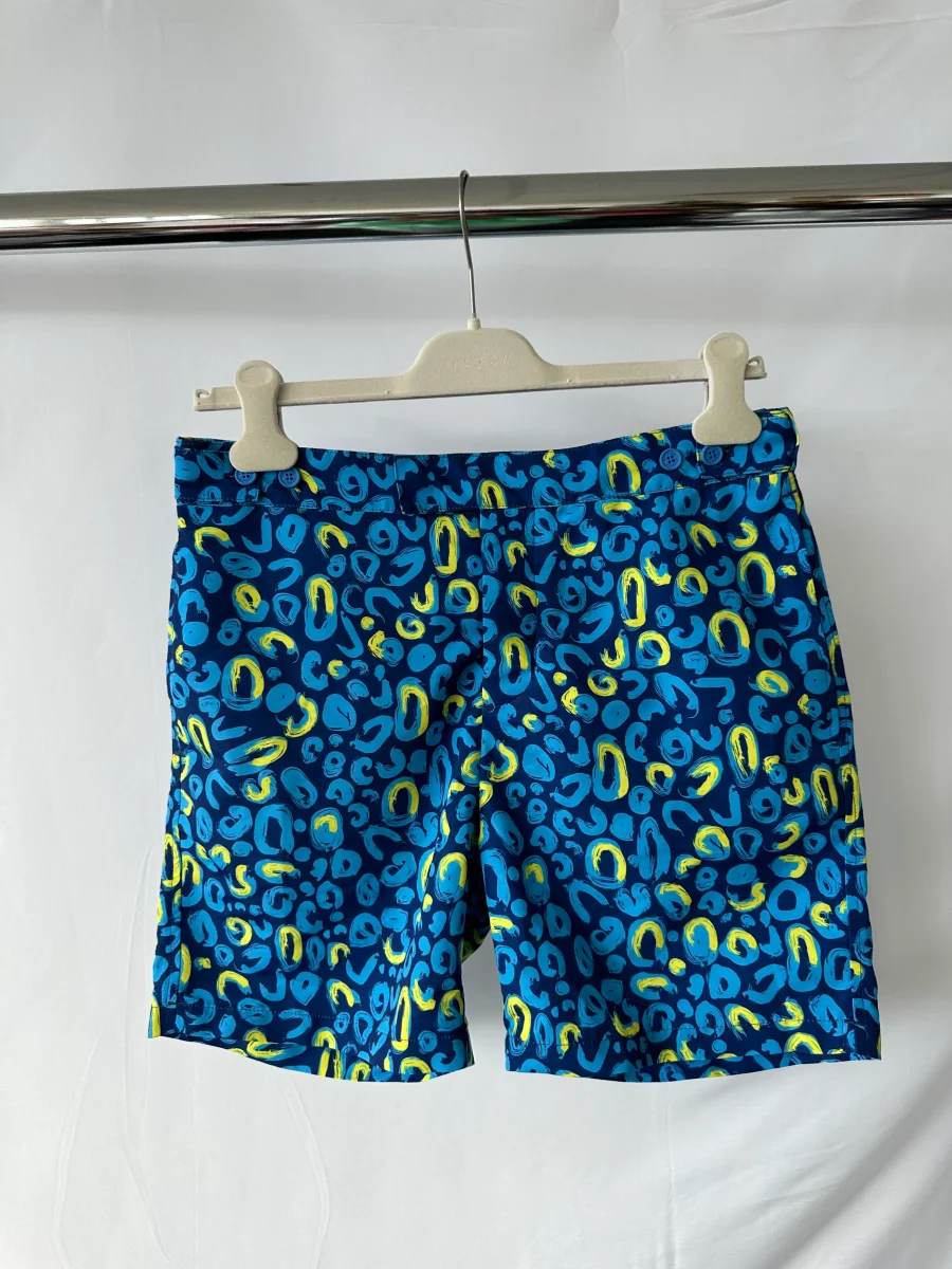 Frescobal Carioca Tailored Long Swim Shorts Trunks In Navy & Lemon - Imagen 8