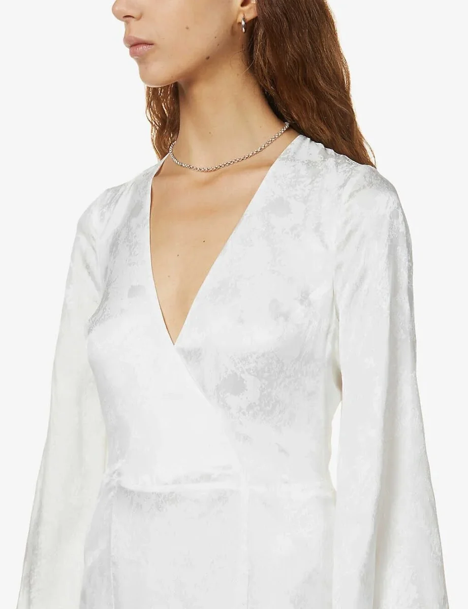 Galvan Bridal Havana White Silk Blend Maxi Wrap Boho Beach Wedding Dress - Imagen 5