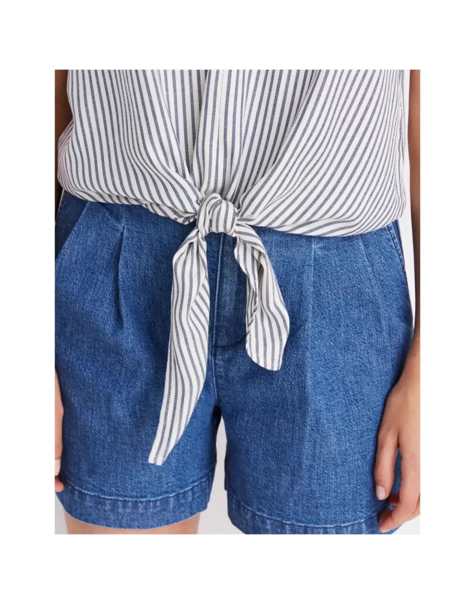 MADEWELL Novel Tie-Front Top in Stripe Top - Imagen 4