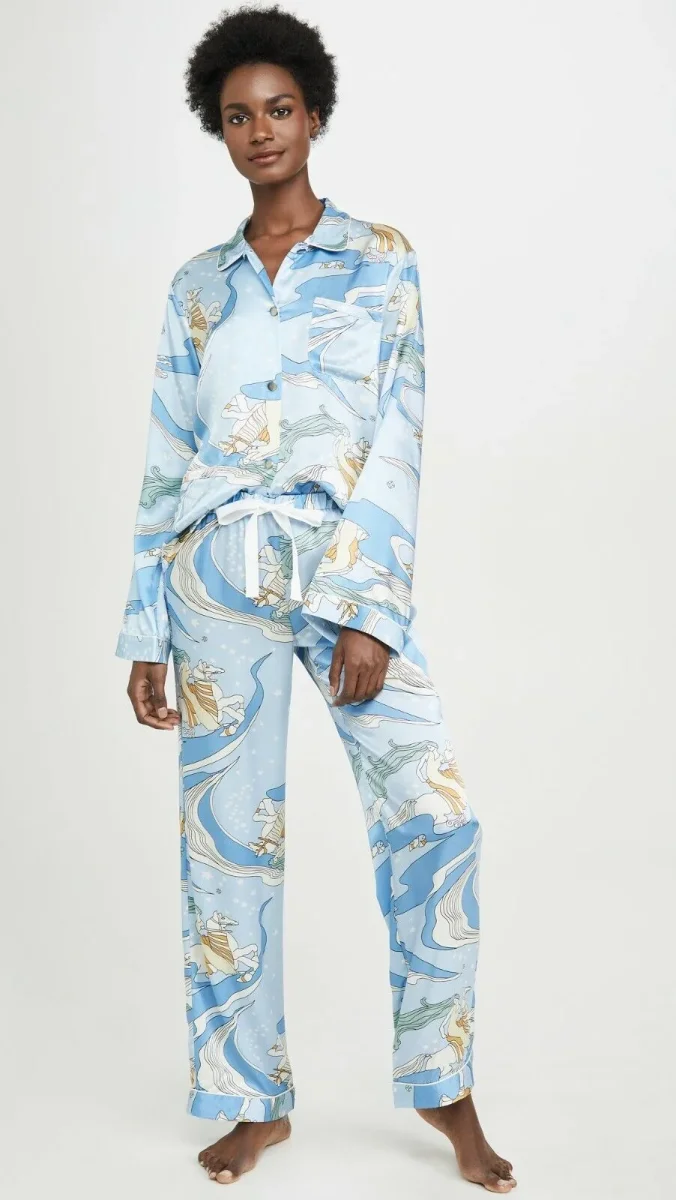 Morgan Lane Fairy Dust Silk Blend Fairy Dust Sky Print Pyjama Top - Imagen 7