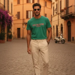 Valentino Green 'Chez Valentino' Print T-shirt