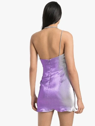 AREA NYC Purple Crystal Choker Lame Mini Summer Party Dress - Imagen 6