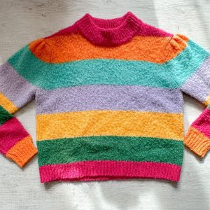 OLIVIA RUBIN Rainbow Colourful Stripe Sweater Cosy Matty Sweater Jumper