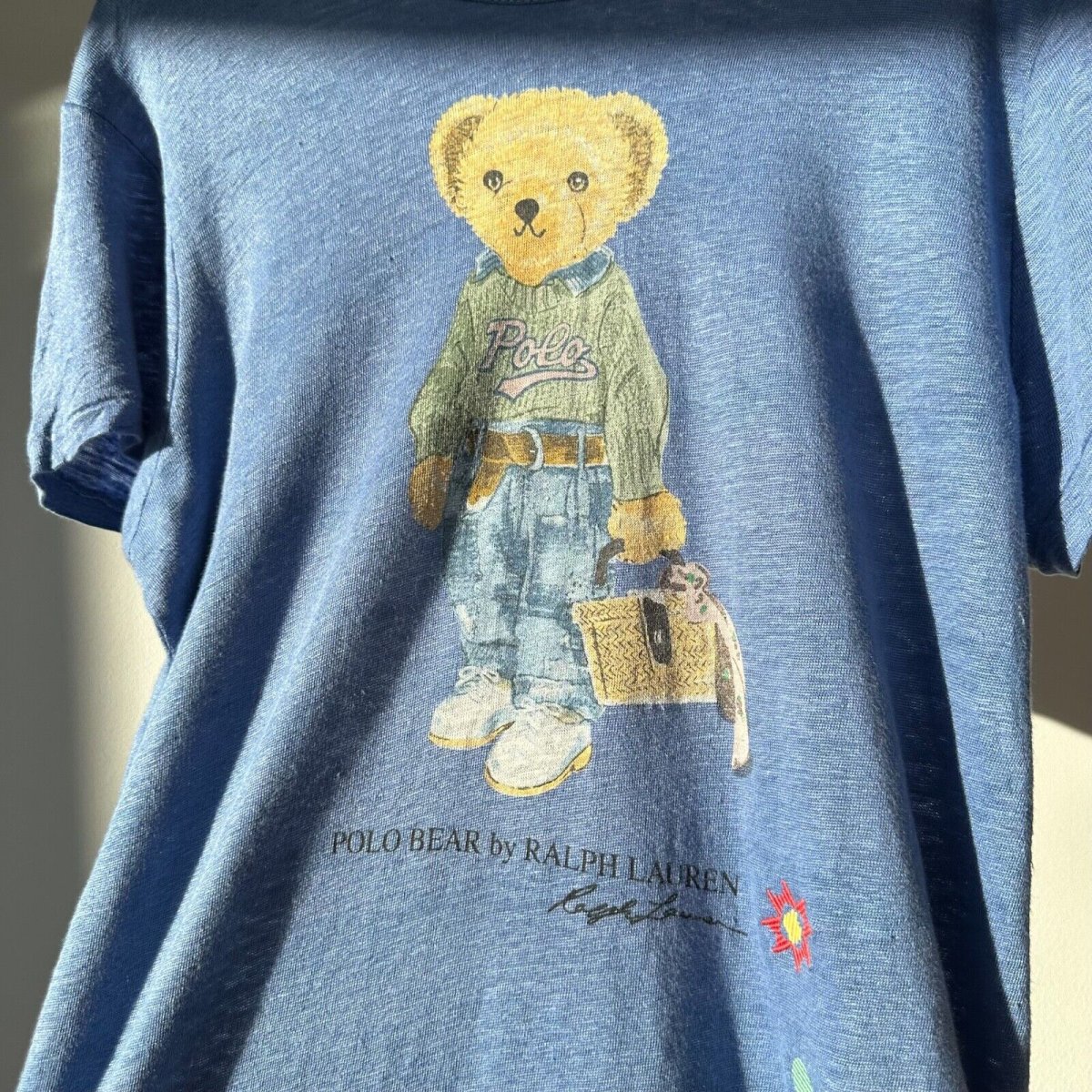 Polo Ralph Lauren Polo Teddy Bear Blue Linen Relaxed Tee - Imagen 4