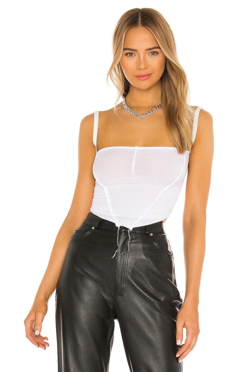 SAMI MIRO VINTAGE V-Cut White Tank Top - Imagen 2