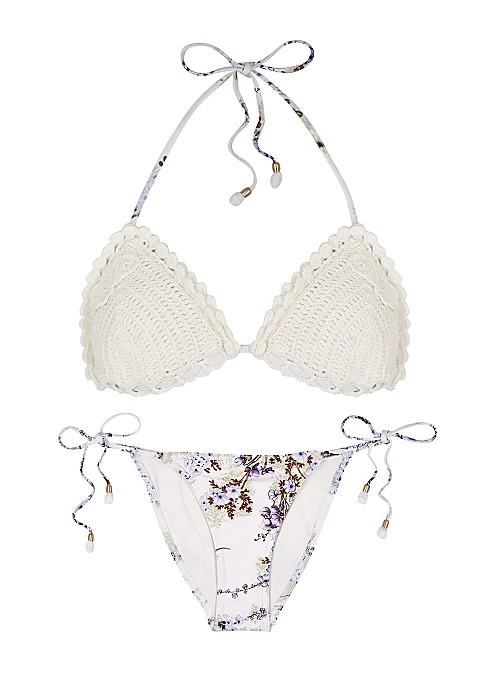 ZIMMERMANN Jude Floral Print Side Tie Bikini Bottoms - Imagen 5
