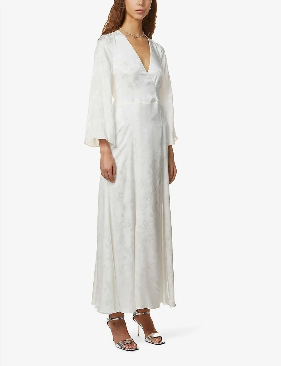 Galvan Bridal Havana White Silk Blend Maxi Wrap Boho Beach Wedding Dress - Imagen 3