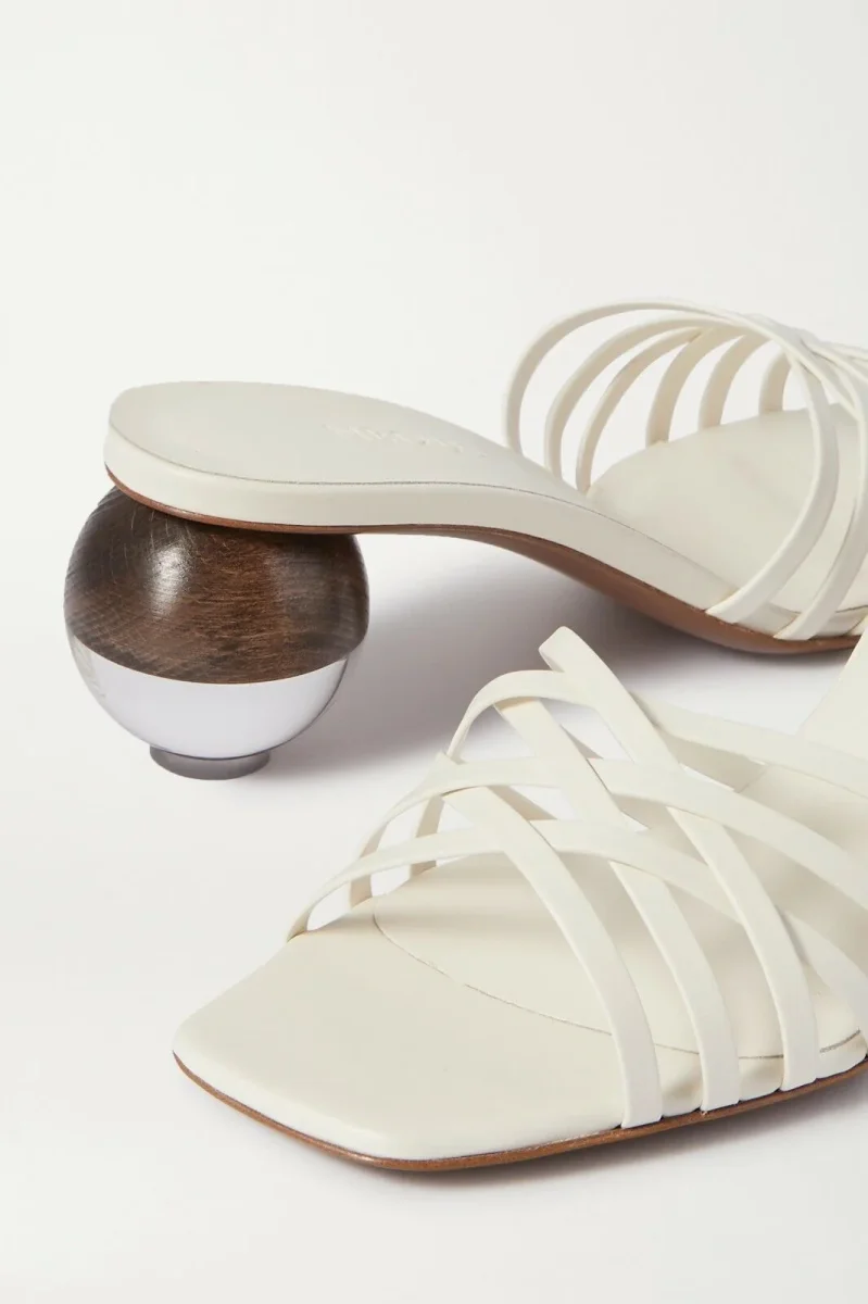 NEOUS Cream White Calpa Leather Sculpture Heels - Imagen 4