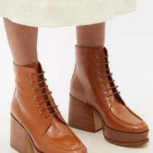 GABRIELA HEARST Tan Lace-Up Hattie Block Heel Boots