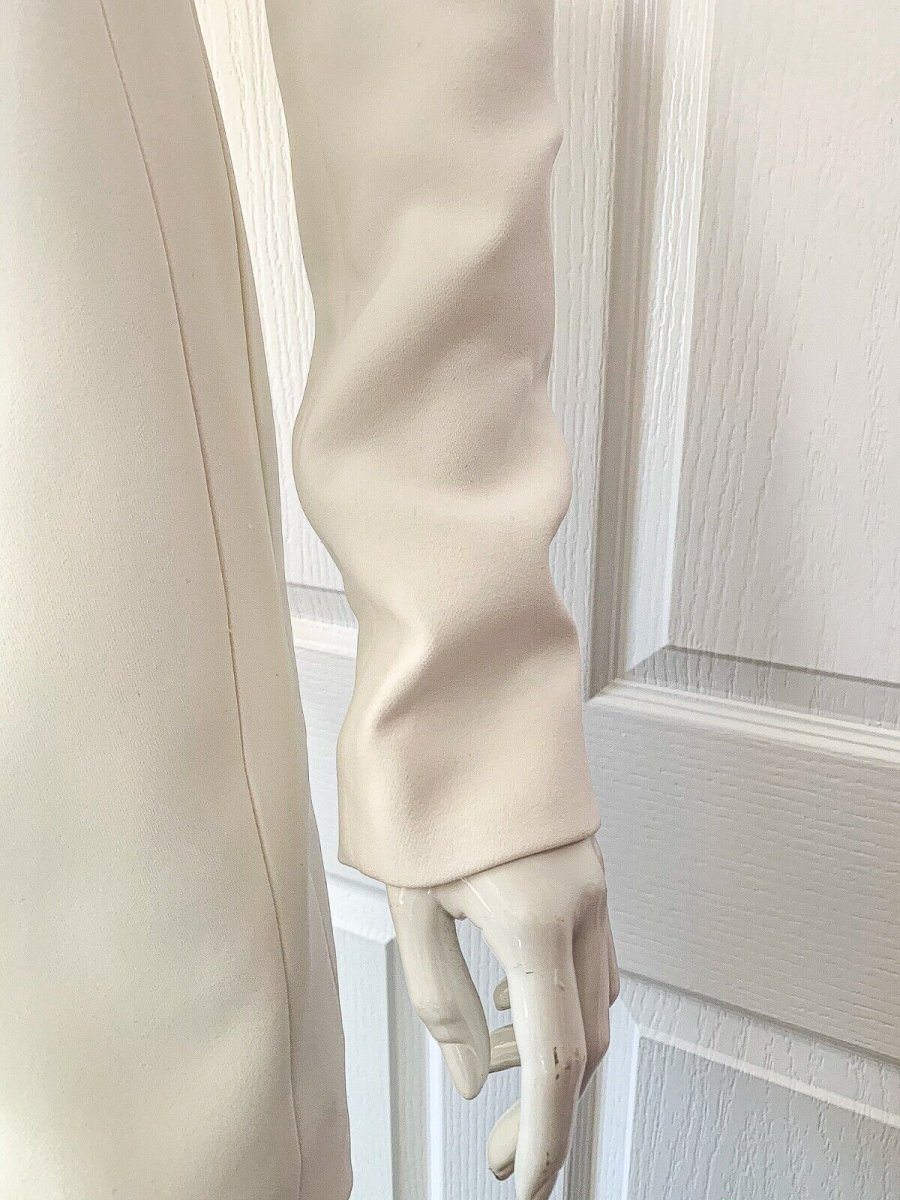 DAVID KOMA White Crepe Lace Macrame Trim Dress - Imagen 6
