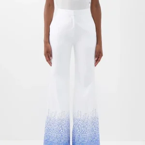 HALPERN Sequinned Cotton Lawn Stovepipe Trousers