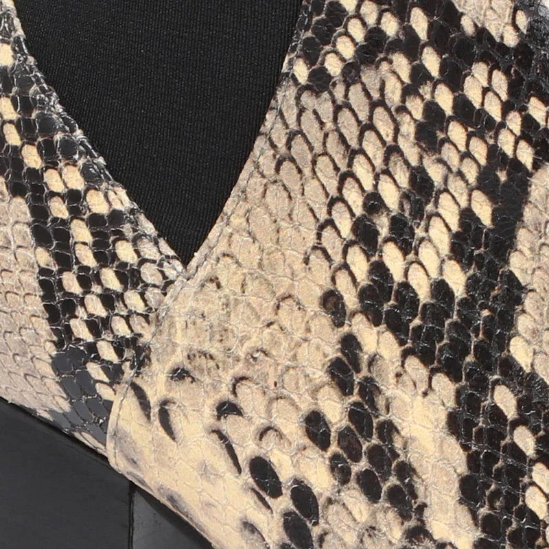 Karen Millen Toni Mid Grey Snake Skin Embossed Leather Block Heel Boots - Imagen 7