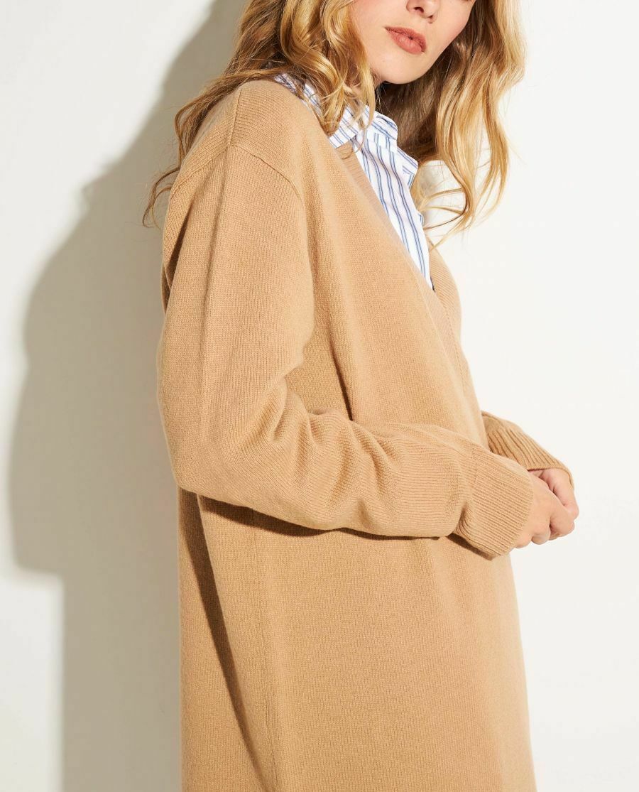 DRIES VAN NOTEN Taluka Wool V-Neck Camel Sweater Jumper Dress - Imagen 5