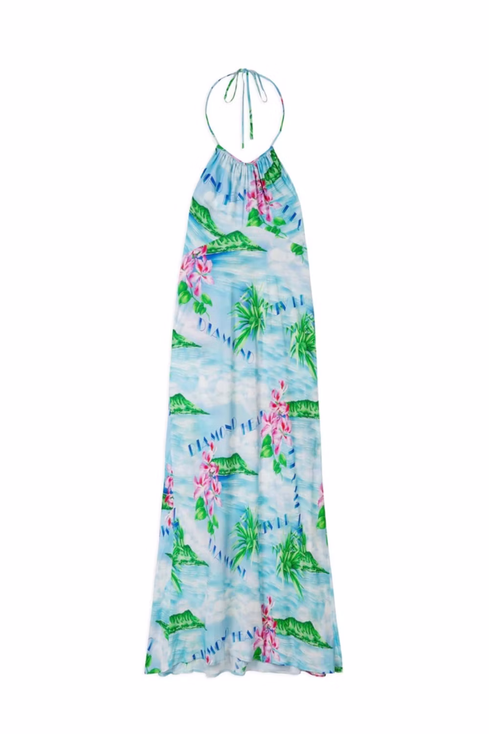 Rixo London Marilyn Diamond Head Postcard Print Bon Voyage Halterneck Dress (Plus Size) - Imagen 4