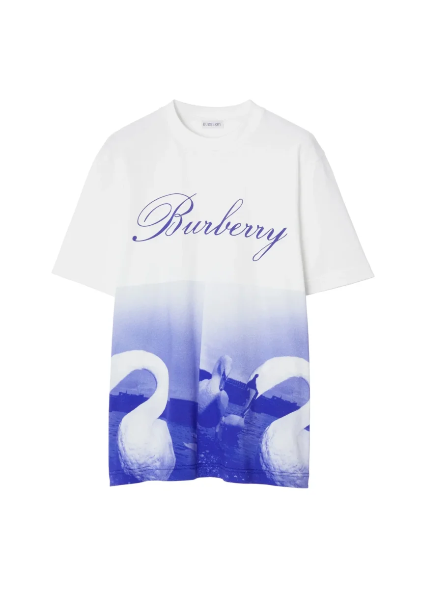 Burberry Swan Spell Out White T Shirt - Imagen 2