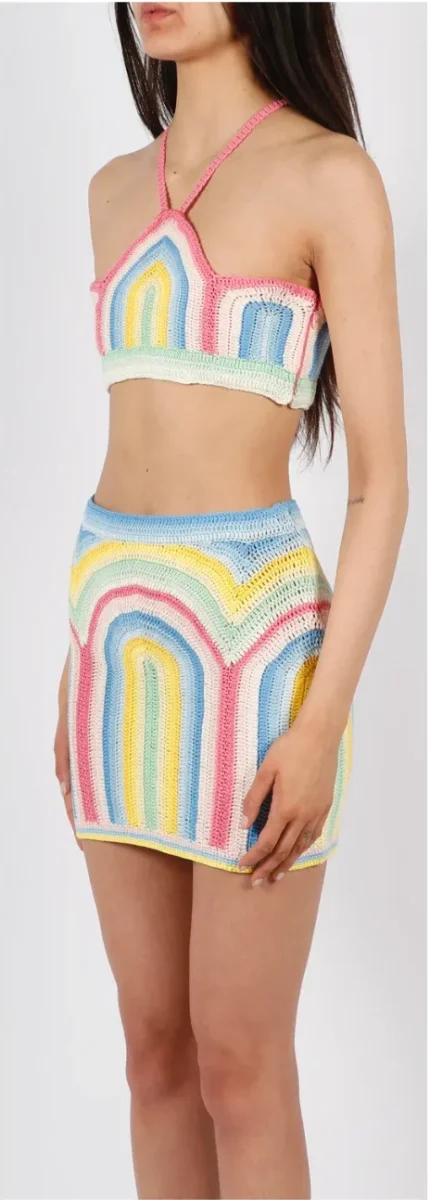 CASABLANCA Tennis Club Pastel Crochet Arch Gradient Top - Imagen 4