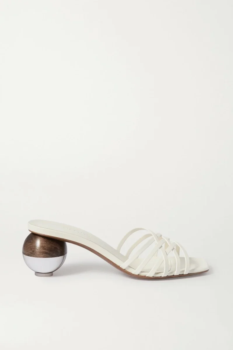 NEOUS Cream White Calpa Leather Sculpture Heels
