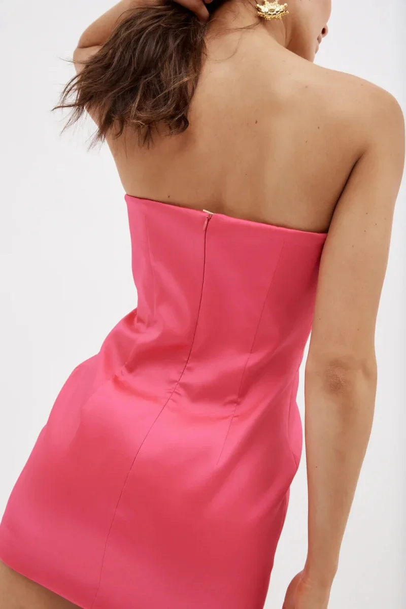 MAGDA BUTRYM Hot Bright Pink Bustier Cut Out Mini Dress - Imagen 4