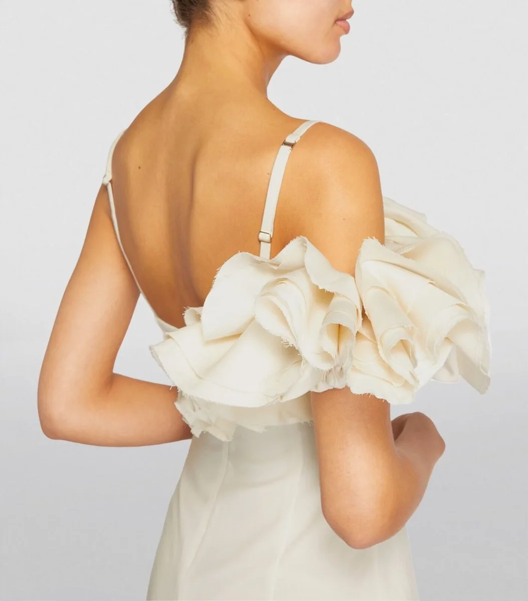 JACQUEMUS La Duna Ruffled Trim Mini White Dress - Imagen 6