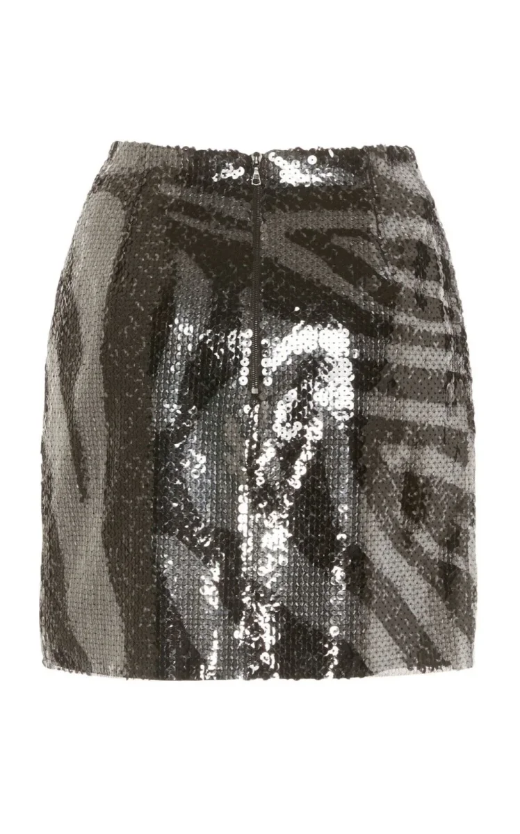 DAVID KOMA Sequin Zebra Print Bodycon Skirt - Imagen 4