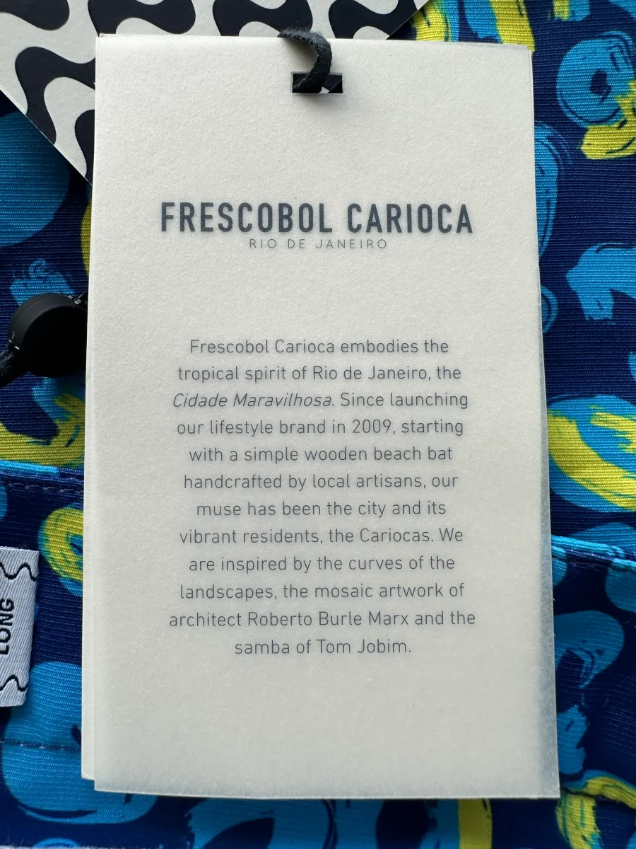 Frescobal Carioca Tailored Long Swim Shorts Trunks In Navy & Lemon - Imagen 9