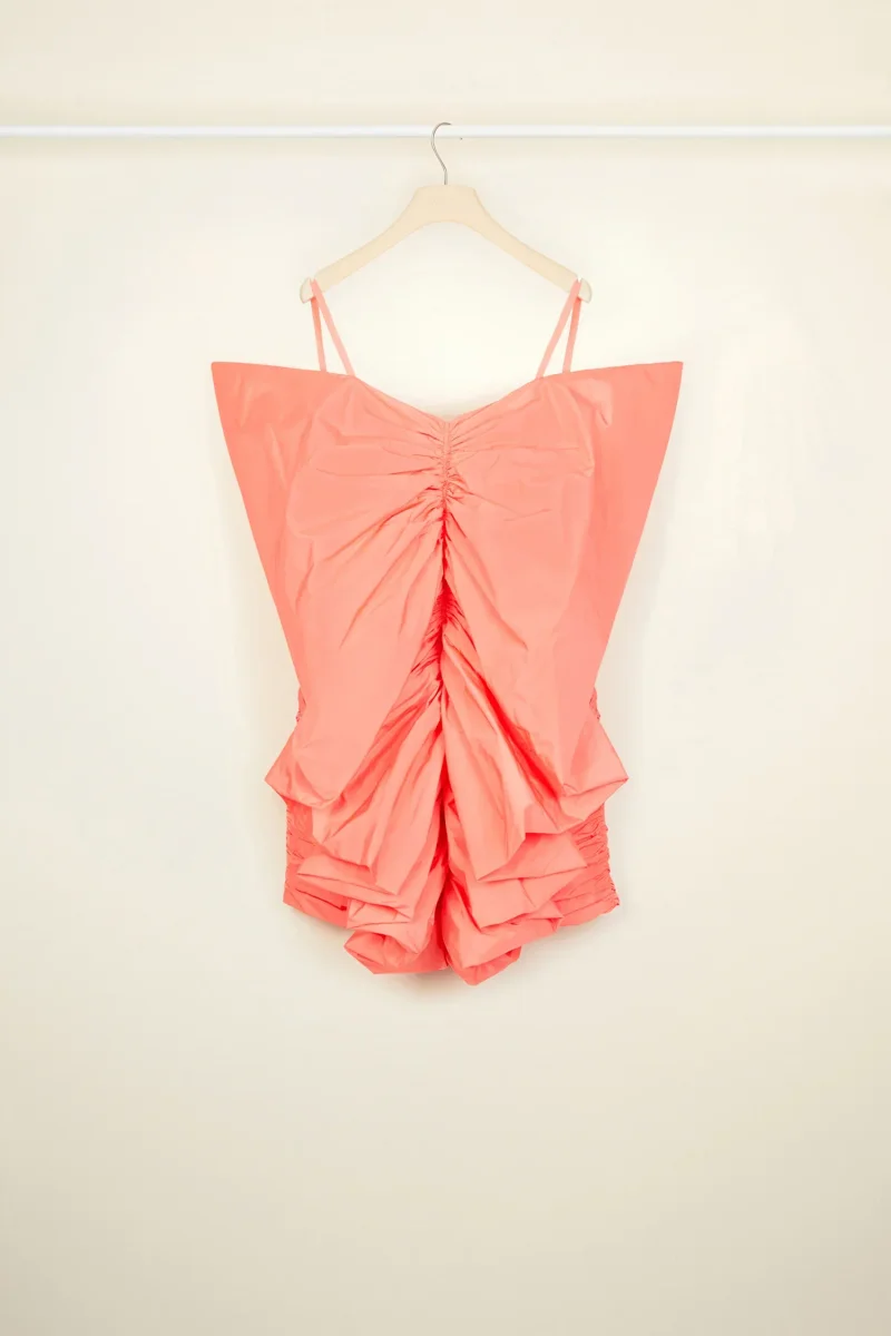 Patou Butterly Faille Coral Mini Party Dress - Imagen 3