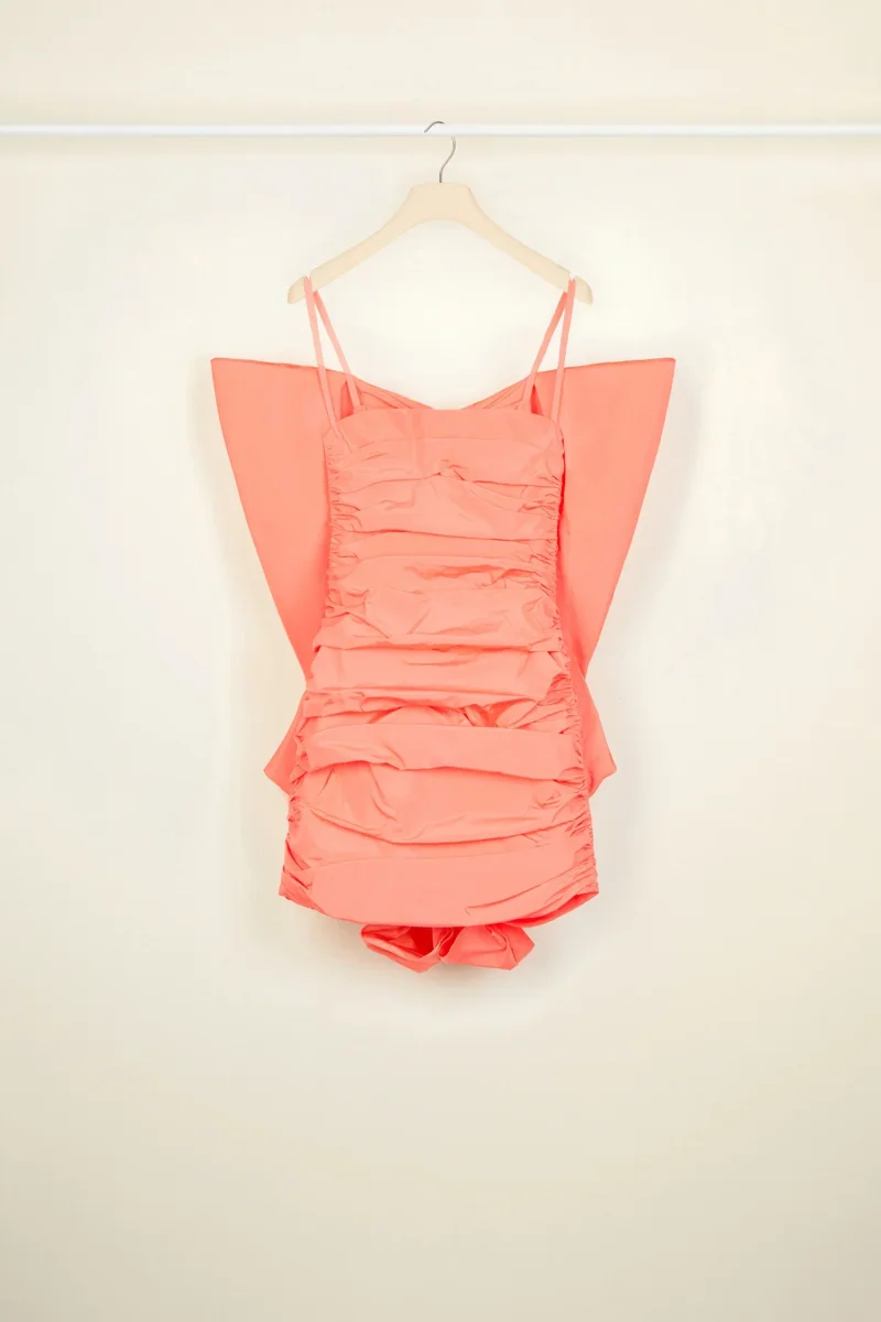 Patou Butterly Faille Coral Mini Party Dress - Imagen 4