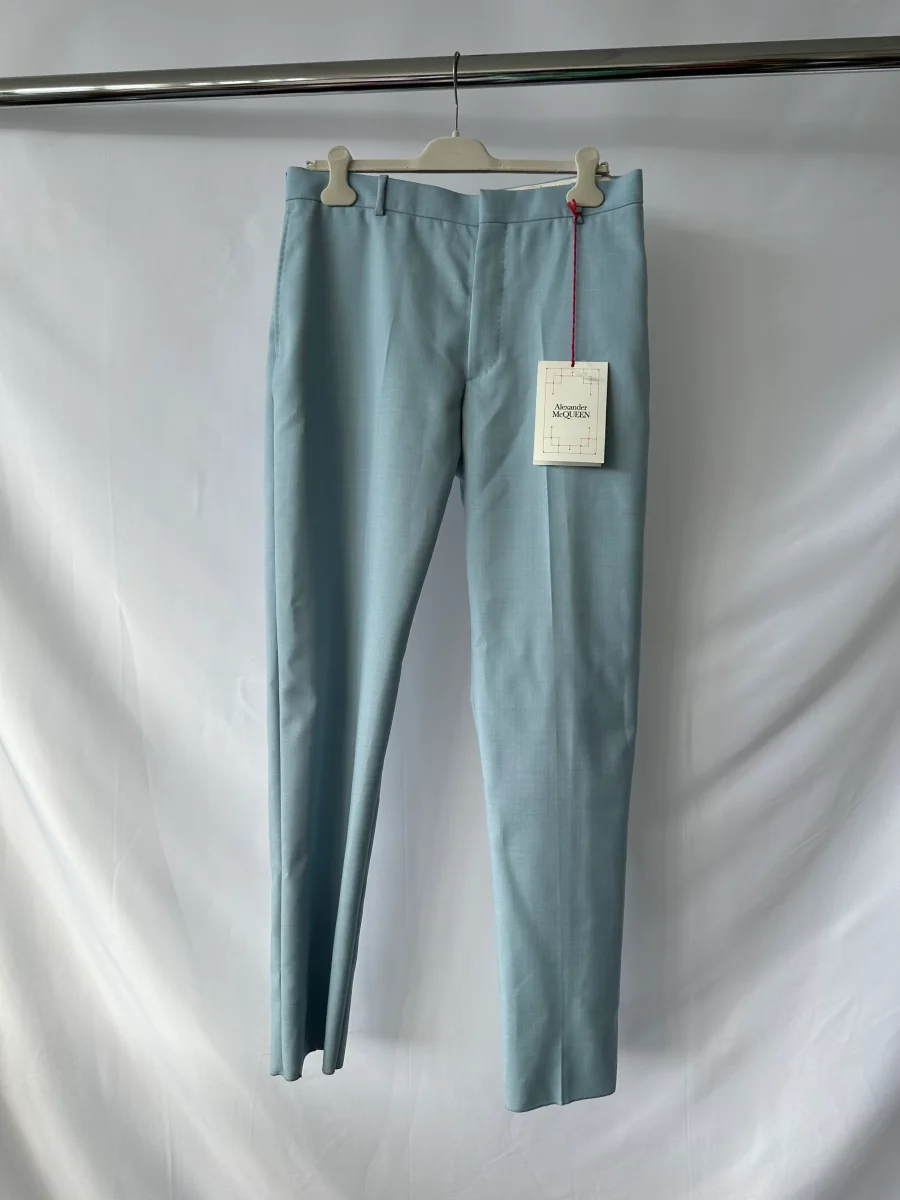 Alexander McQueen Pale Blue Cigarette Trousers - Imagen 2