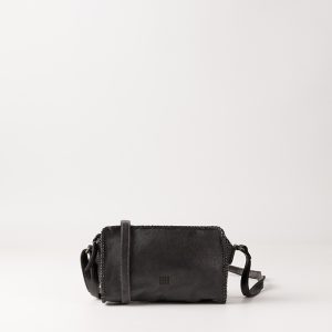 Bolso bandolera de piel troquelada negro