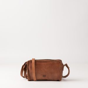 Bolso bandolera de piel troquelada cuero