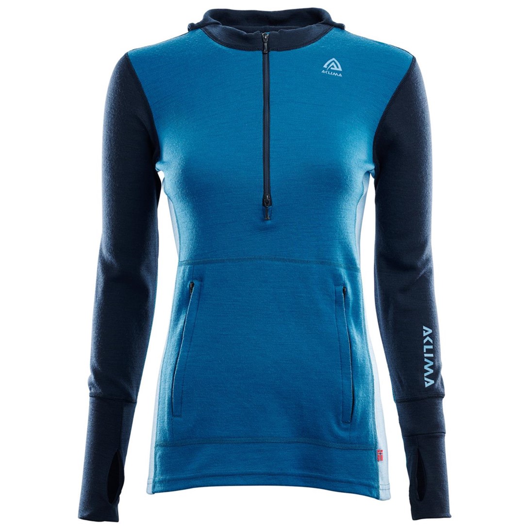 Primera Capa Mujer Warmwool HoodSweater W/Zip Azul - Imagen 2