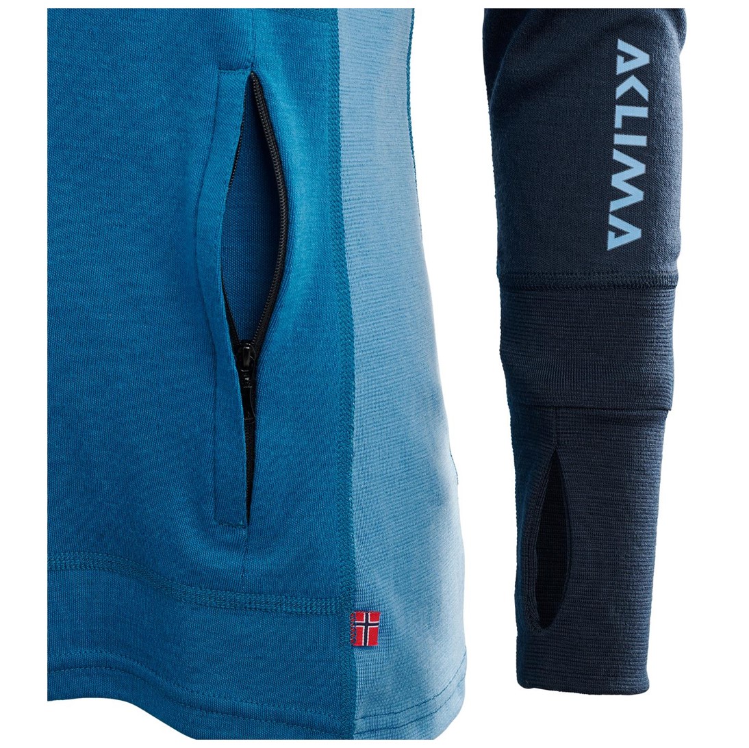 Primera Capa Mujer Warmwool HoodSweater W/Zip Azul - Imagen 8